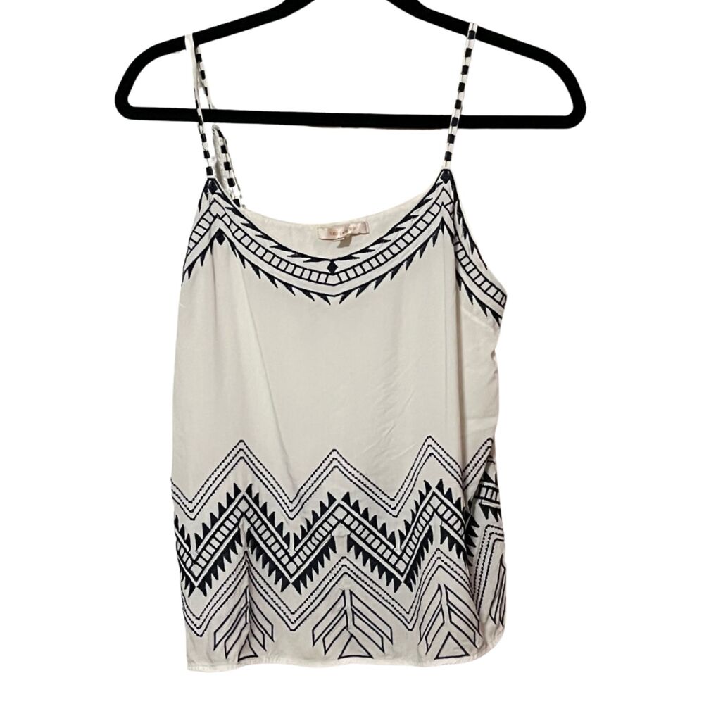 Skies Are Blue Embroidered Lined Flowy Tank Size Medium